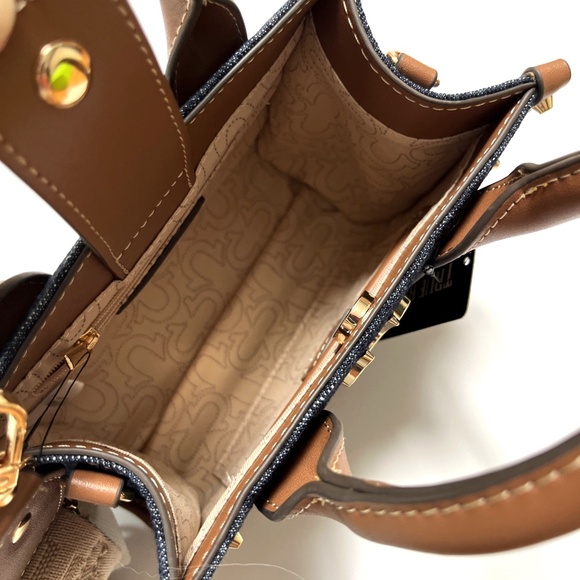 NWT Original TRUE RELIGION Dark Denim Horseshoe Mini Tote Crossbody Bag Studded - Picture 8 of 11